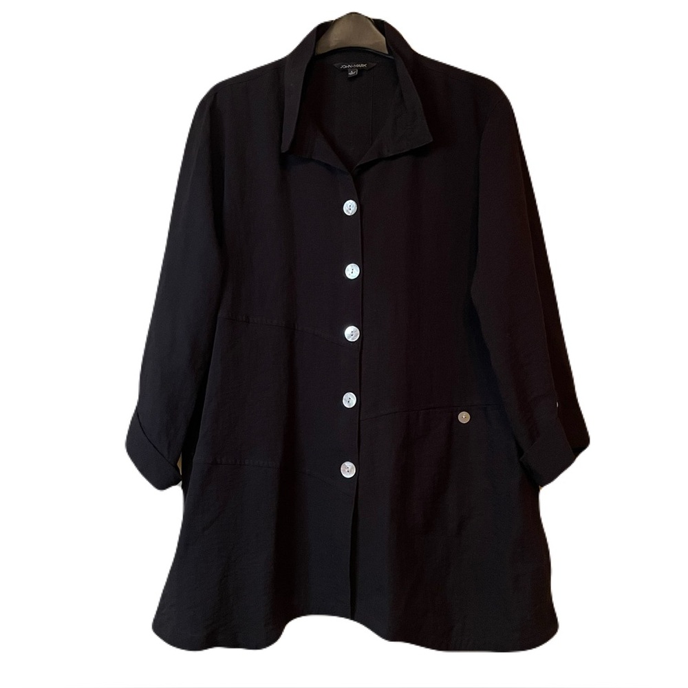 John Mark Black Button Tunic Top Large